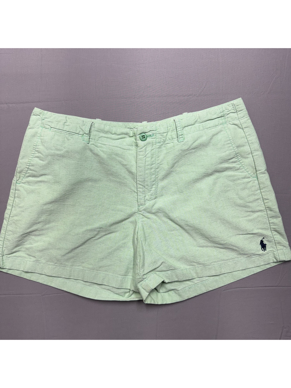 Ralph Lauren Sport Women's Size 12 Mint Green Cotton Oxford Flat Front Shorts